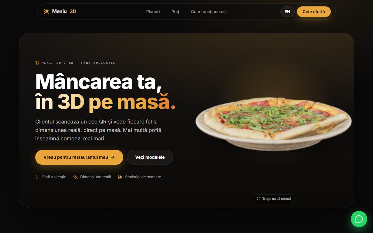 Meniu 3D — captură din aplicație